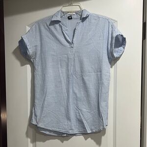 Blue Striped Short Sleeve Shirt
